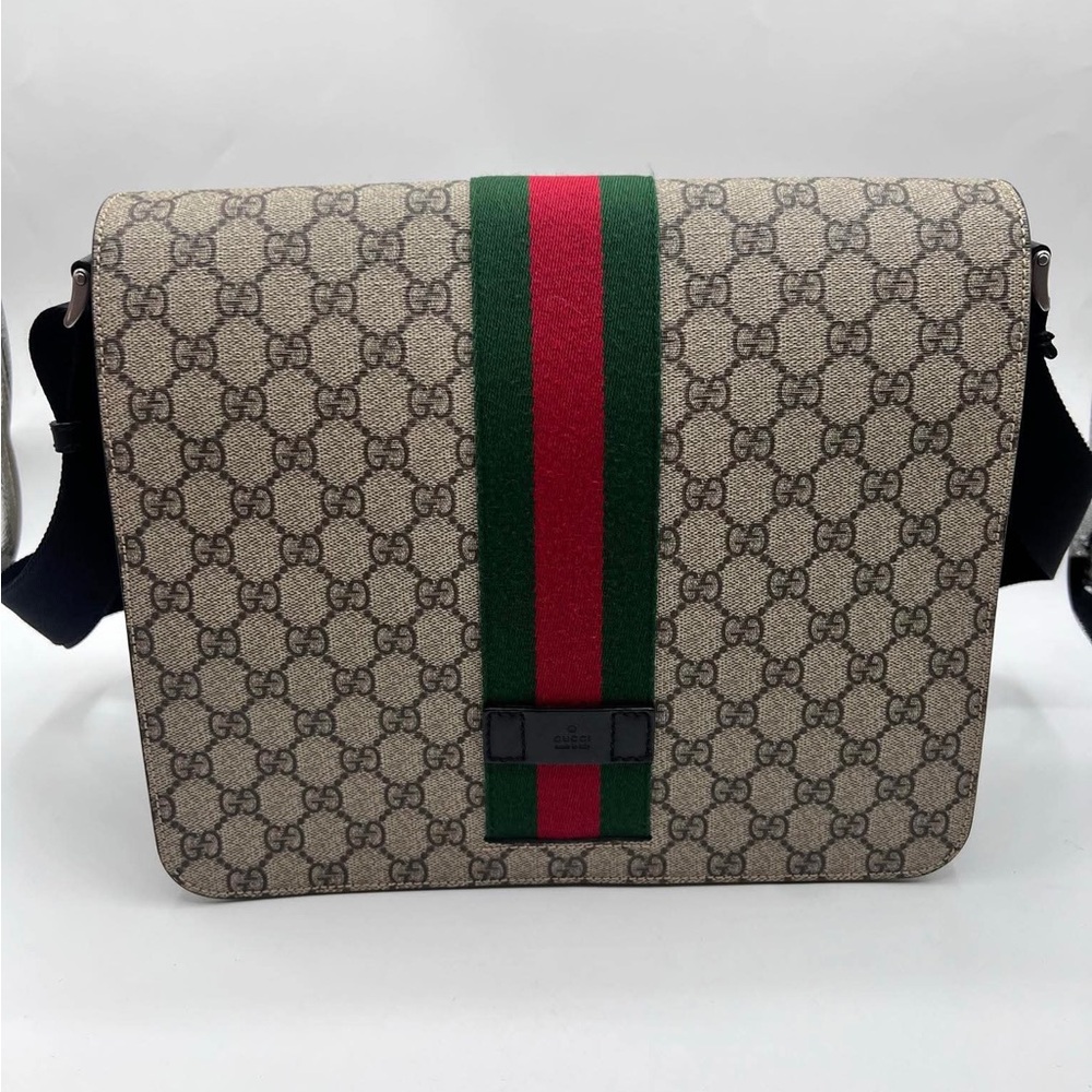 Gucci Patterned Messenger Bag with Signature Stripe